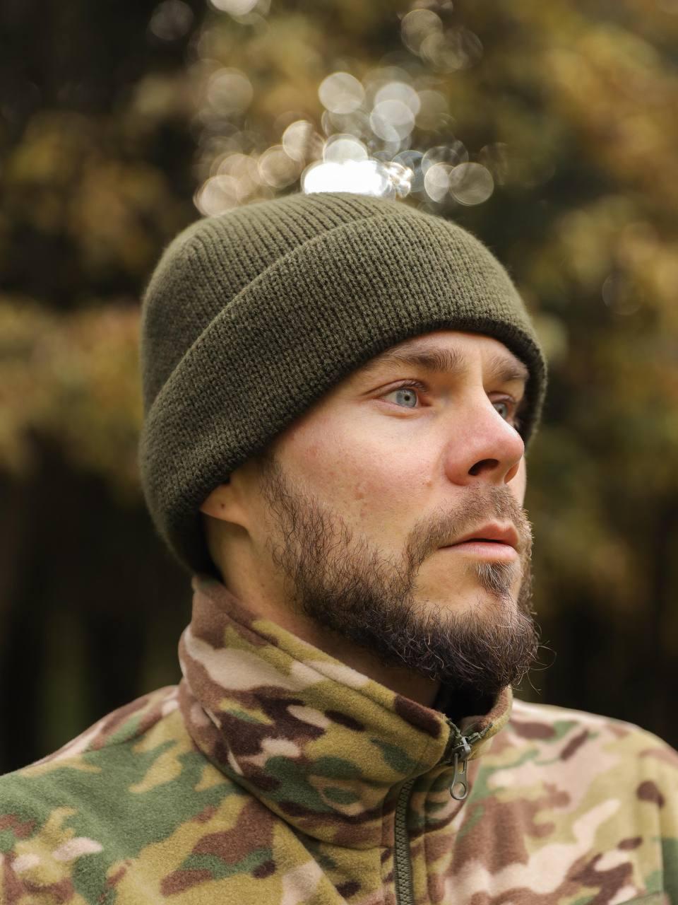 Шапка В'язка Олива З Відворотом Denver - фото 1 - id-p6944331975407442987