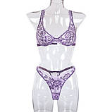 Ніжний спокусливий комплект з квітковим мереживом — бузковий S (1005002419889656), фото 5