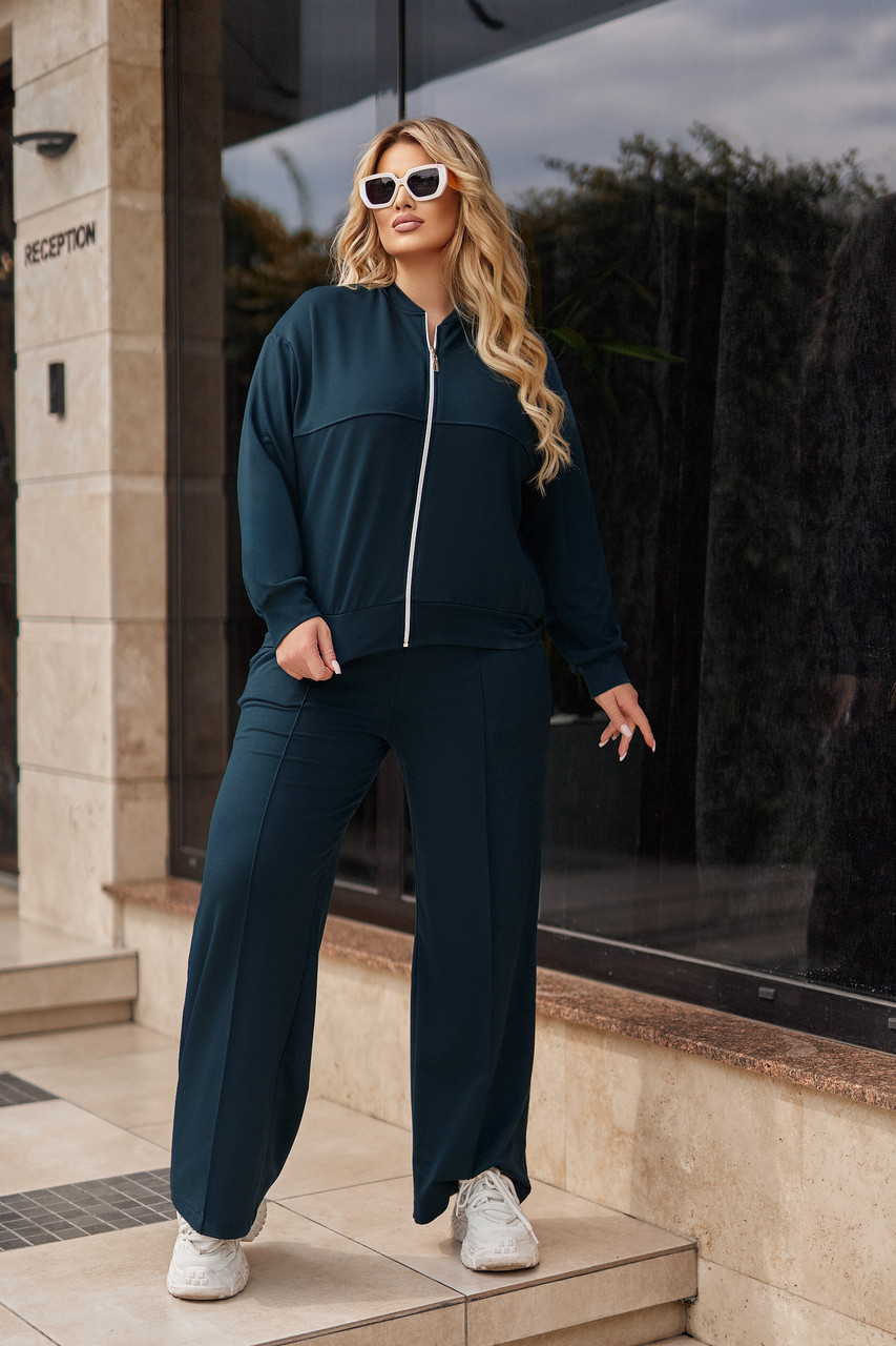 Жіночий трикотажний костюм зі штанами палаццо "Alicante" Батал, фото 1