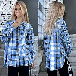 Стильна фланелева сорочка в клытинку оверсайз для дівчат, розміри 34 — 42 на зріст 134 — 160 + відеообзор!