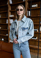 Жіноча Джинсова Куртка Staff Джинсівка Стаф Голуба Shopingo
