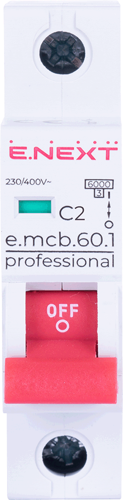 P042002 Модульний автоматичний вимикач e.mcb.pro.60.1.C 2 new, 1р, 2А, C, 6кА new