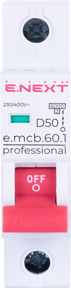 P0710022 Модульний автоматичний вимикач e.mcb.pro.60.1.D.50 , 1р, 50А, D, 6кА
