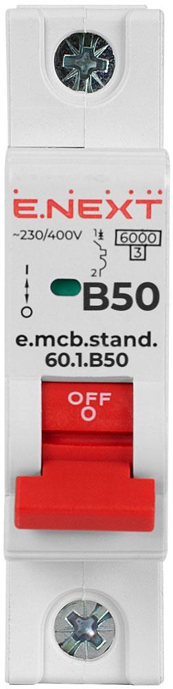 S001113 Модульний автоматичний вимикач e.mcb.stand.60.1.B50, 1р, 50А, B, 6кА