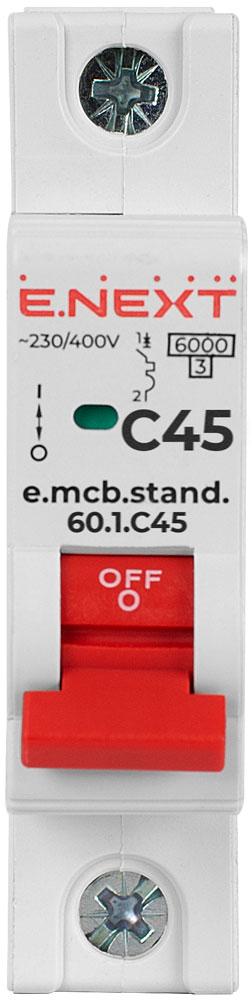 S002162 Модульний автоматичний вимикач e.mcb.stand.60.1.C45, 1р, 45А, C, 6кА