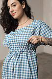Сукня для вагітних та годуючих з тонкого джинсу у клітинку Sherry M Блакитний, фото 4