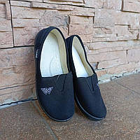 Мокасини WALDI чорні на чорній підошві з гумкою 51-495