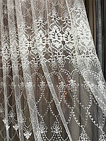 Тюль Патриція фатин вишивка молочна, висота 290 см