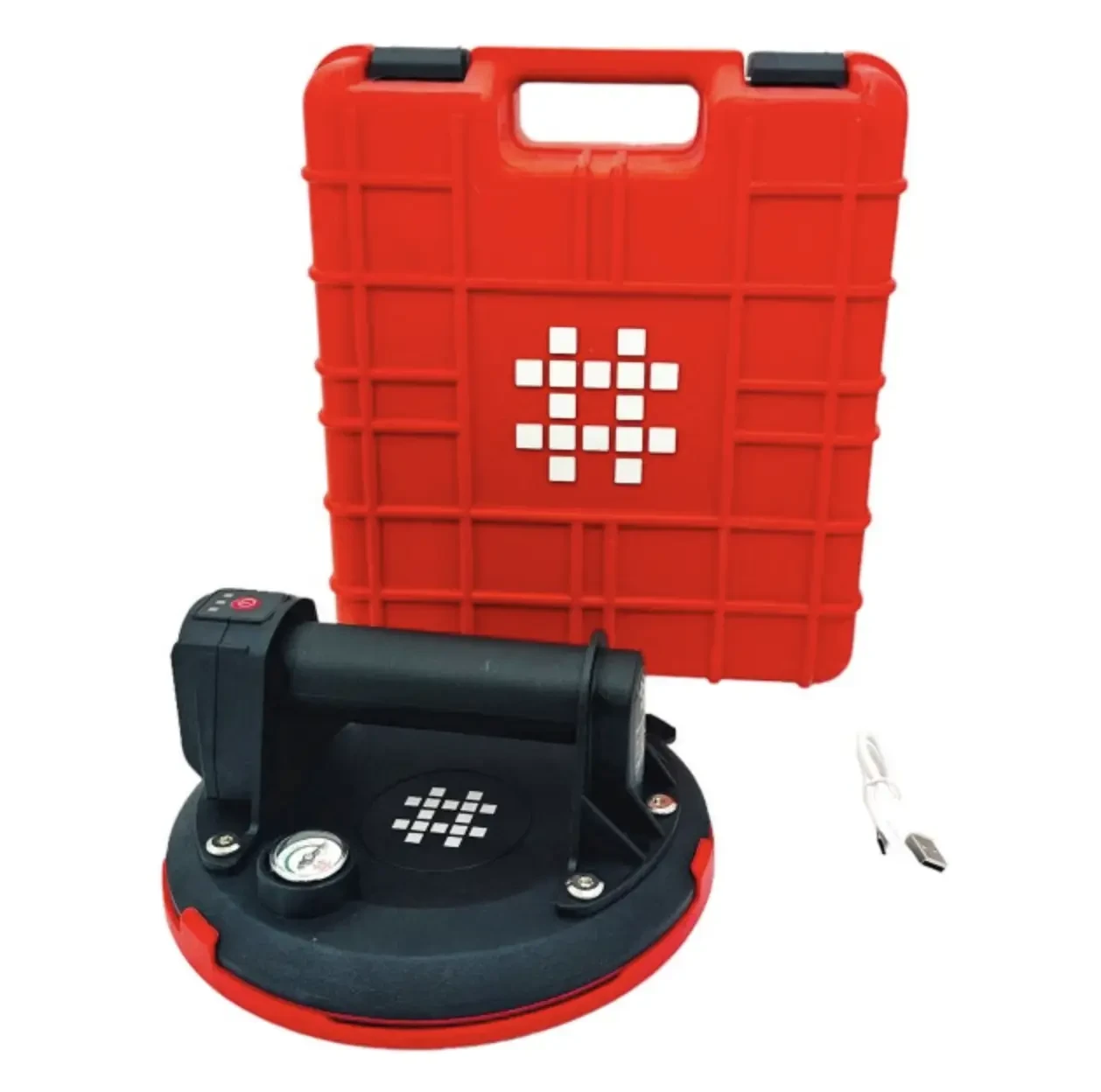 Вакуумна присоска Shijing P618 Ø8 дюймів (203мм) з манометром з автопідкачування для гладкої та структурованої плитки, 110 кг, фото 1