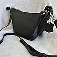 Шкіряна сумка форма трапеція з ремінцем на плече А15-КТ-4326 Чорна, фото 2