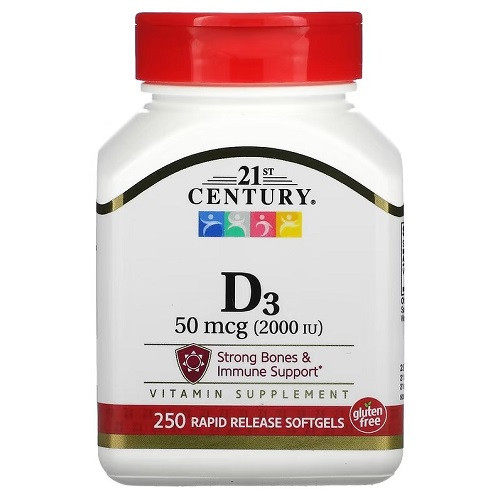 Вітаміни 21st Century Vitamin D3 50 mcg 2000 IU (250 таблеток.)