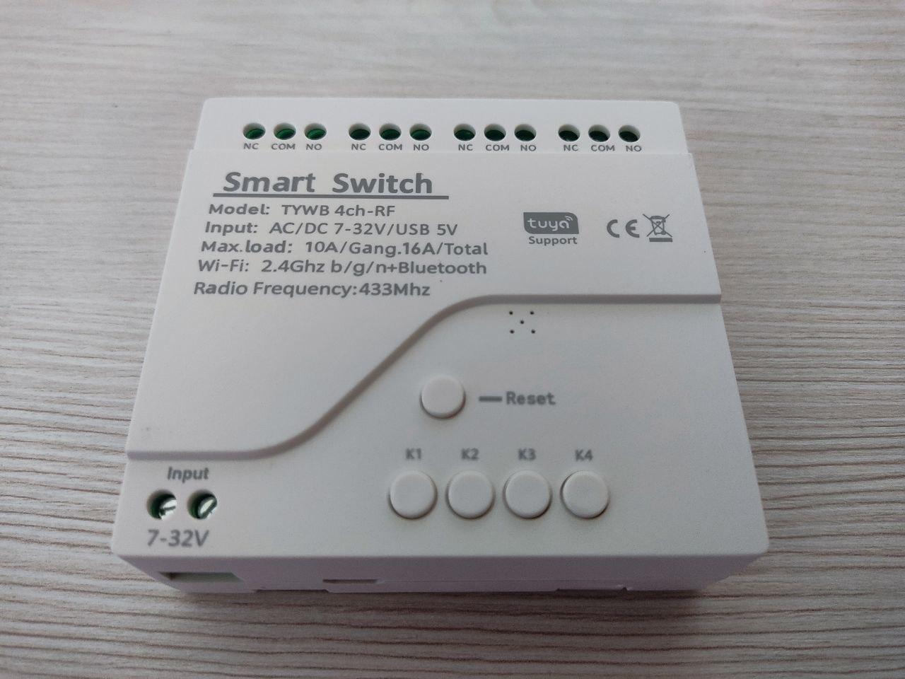 4 канальне Wi-Fi реле 7-32В Tuya Smart Life TYWB-4 сухий контакт