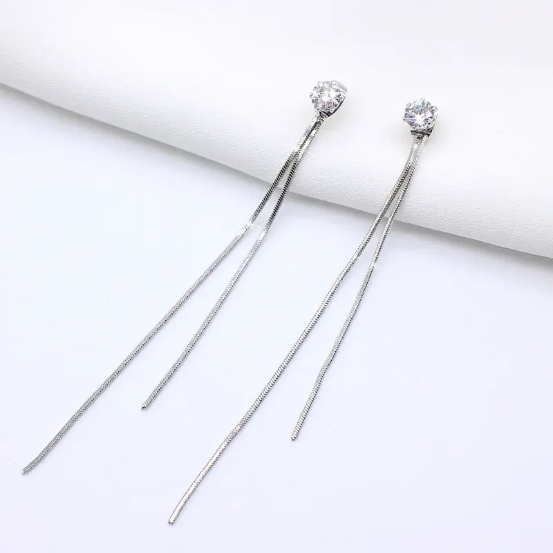 Сережки протяжки Liresmina Jewelry Сьюзі 10 см сріблясті, фото 1