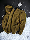 Чоловічий зимовий спортивний костюм Худі + Штани на флісі хакі Комплект з начосом утеплений, фото 3