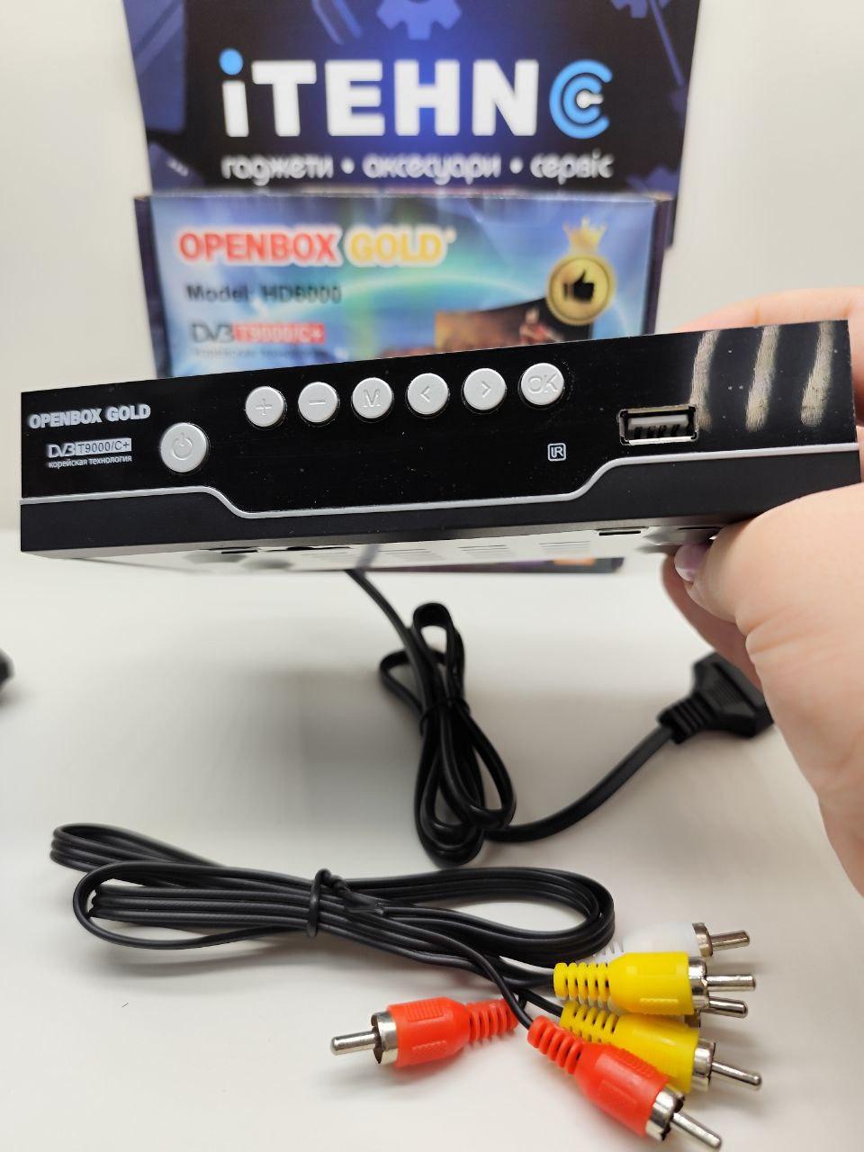 Ефірна цифрова приставка T2 OPENBOX HD 6000 з дисплеєм, роз'ємом під Wi-Fi і пультом (Чорний)