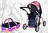 Коляска для ляльки 9672 Melogo синя, висота ручки 62 cm, 2 в 1, демісезон, трансформер, люлька-перенесення, фото 5