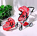 Коляска для ляльки 9695 Melogo червона з квітами, зимова, фото 2