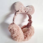 Хутряні навушники Пушистики Бантики пудра, об'єм голови 52-56 см, фото 2