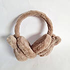 Хутряні дитячі навушники Зайчики з морквинами коричневі, об'єм голови 52-56 см, фото 3