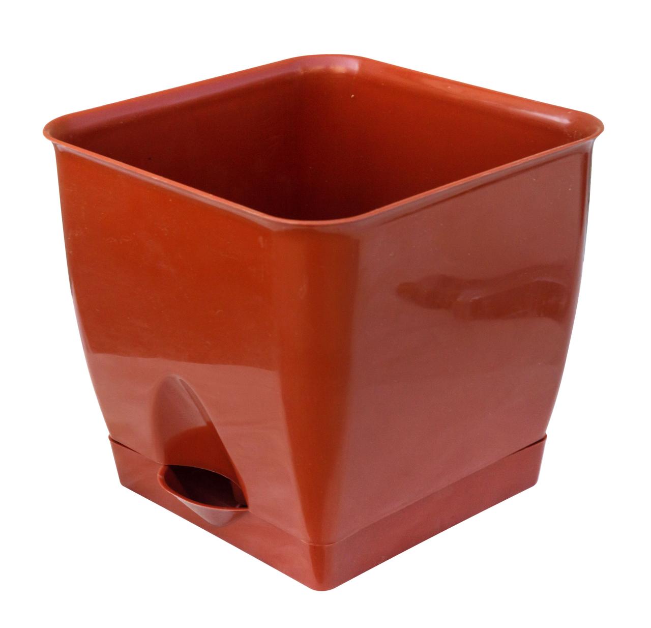 Горщик для квітів 160*160 мм із підставкою 2,7 літра коричневий (Юніпласт), фото 1