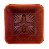 Горщик для квітів 160*160 мм із підставкою 2,7 літра коричневий (Юніпласт), фото 3