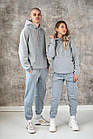 Чоловічий зимовий спортивний костюм Худі + Штани на флісі сірий Комплект з начосом утеплений, фото 3