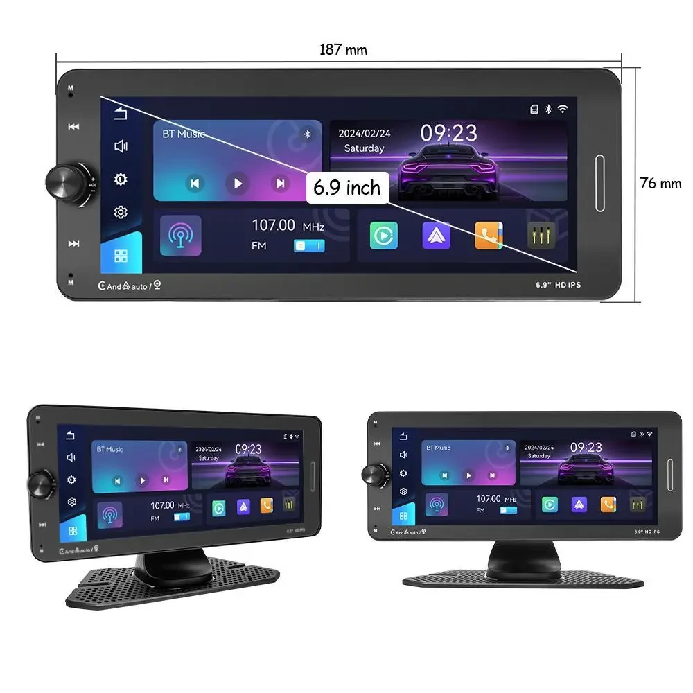 Автомобільний монітор IPS 6,9" Універсальний сенсорний дисплей Car player 601W Apple CarPlay Android Auto