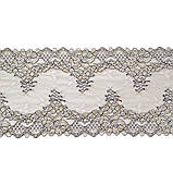 Стрейчеве (еластичне) мереживо золотисто-бежевого кольору, ширина 20 см., фото 5