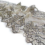 Стрейчеве (еластичне) мереживо золотисто-бежевого кольору, ширина 20 см., фото 4