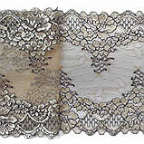 Стрейчеве (еластичне) мереживо золотисто-бежевого кольору, ширина 20 см., фото 6