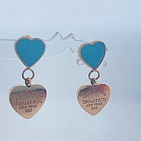 Брендові Сережки tiffany (тіффані) Гвоздики Пуссети з бірюзовою Ємаллю Fallon Подарунок Коханій дівчині