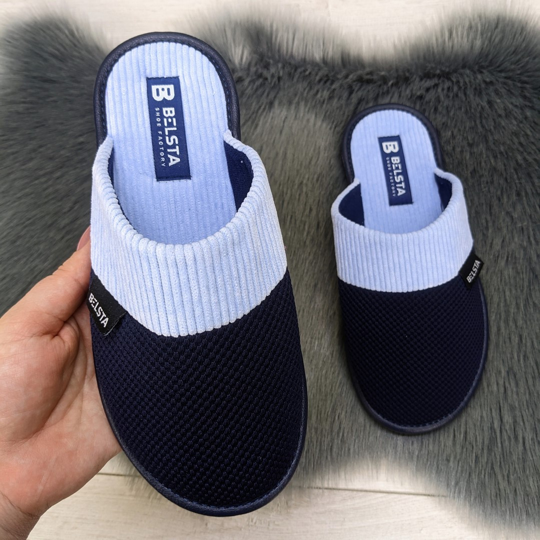 Тапочки жіночі Белста закриті вельветові темно-сині 2633, фото 1