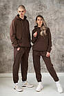 Чоловічий зимовий спортивний костюм Худі + Штани на флісі коричневий Комплект з начосом утеплений, фото 2