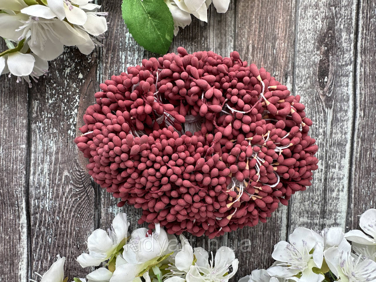 Матові тичинки на нитці оптом, близько 1700-1800 шт бордового кольору, фото 1