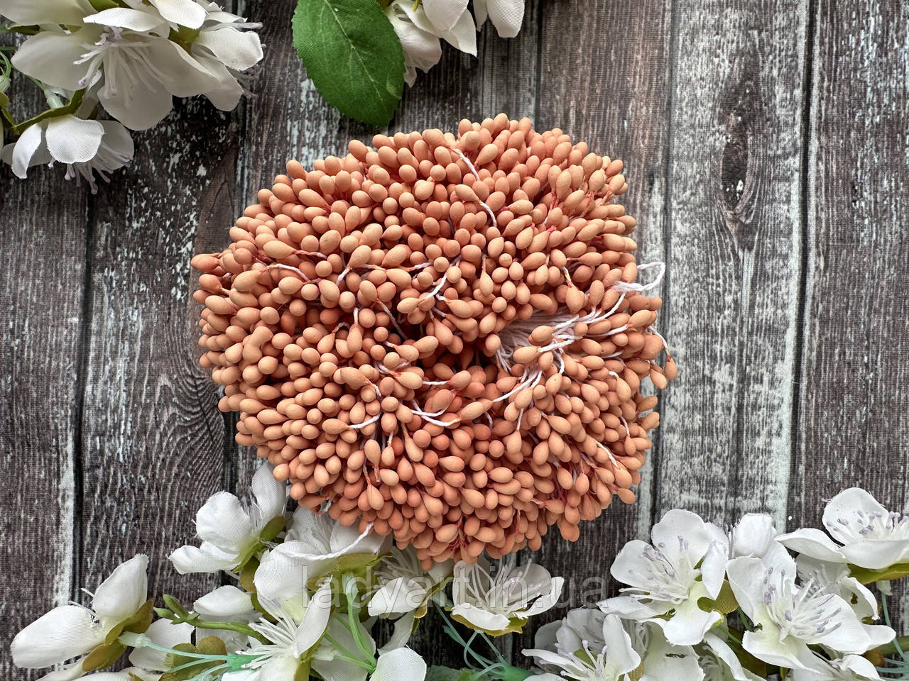 Матові тичинки на нитці оптом, близько 1700-1800 шт помаранчового кольору, фото 1