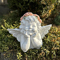 Садова фігура Янгол у віночку (30х40х19 см), фігурки ангелів, статуетка янгол, статуетки янголів