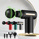 Масажер м'язовий ручний Massage Gun Акумуляторний перкусійний Масажний 4 насадки для рук ніг шиї, фото 2