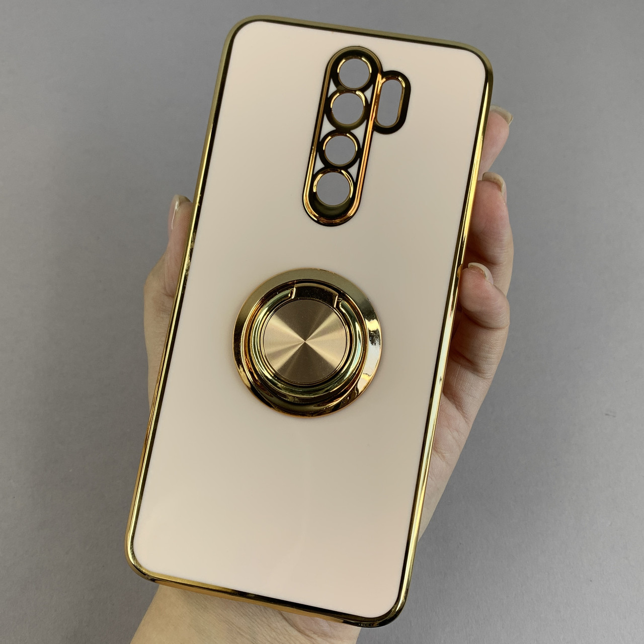 Чохол для Xiaomi Redmi Note 8 Pro глянцевий чохол з кільцем тримачем на сяомі редмі нот 8 про пудровий l7h