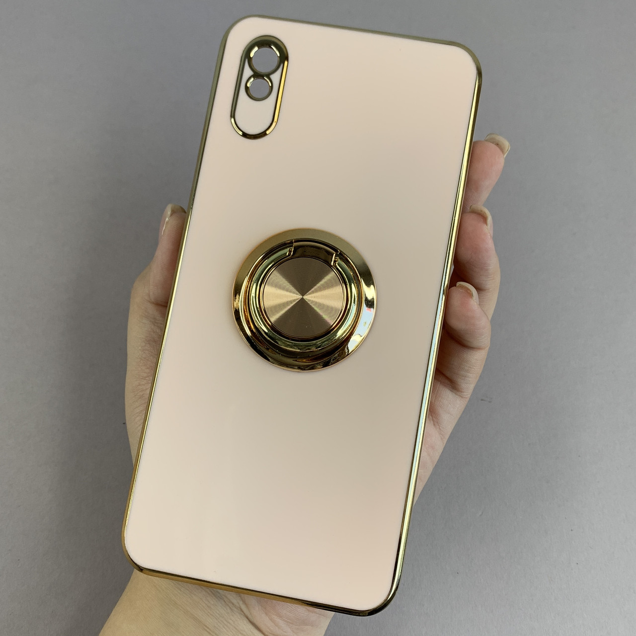 Чохол для Xiaomi Redmi 9A глянцевий чохол з кільцем тримачем на телефон сяомі редмі 9а пудровий l7h