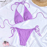 Роздільний купальник із жниварки на зав'язках — бузковий S (6123674), фото 2