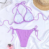 Роздільний купальник із жниварки на зав'язках — бузковий S (6123674), фото 3