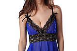 Спокусливий пеньюар з блискучим візерунком - синій M (FN19847), фото 3