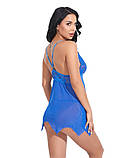 Пеньюар-міні з ассиметричним подолом - синій S (576859187726), фото 2
