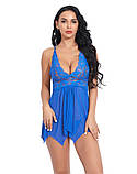 Пеньюар-міні з ассиметричним подолом - синій S (576859187726), фото 3