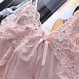 Спокусливий напівпрозорий пеньюар з трусиками - пудровий S (654940356109), фото 6