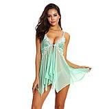 Спокусливий пеньюар із застібкою спереду преміум - м'ятний S (603243787808), фото 3