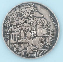 Сувенір монета долар США 1938 "Паровоз і дим". Hobo Coin American Morgan