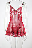 Сексуальний напівпрозорий пеньюар з квітковим мереживом - бордовий S (678301275063), фото 5