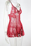 Сексуальний напівпрозорий пеньюар з квітковим мереживом - бордовий S (678301275063), фото 7
