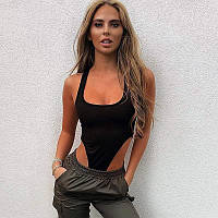 Сексуальний облягаючий боді з відкритою талією - чорний S (4001095714209)